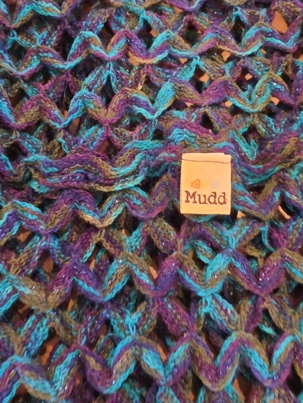 Mudd Infinity, Open Knit Multicolor Scarf - Purple & Teal